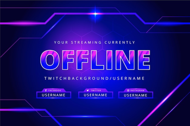 Free Vector Offline Twitch Banner In Gammer Style