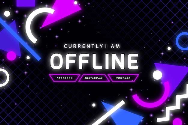 Offline twitch banner in memphis style | Free Vector