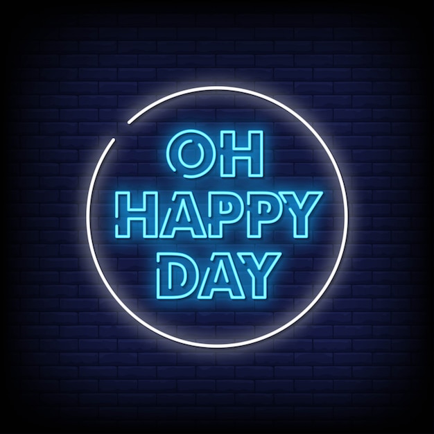 Premium Vector Oh Happy Day Neon Signs Style Text Vector