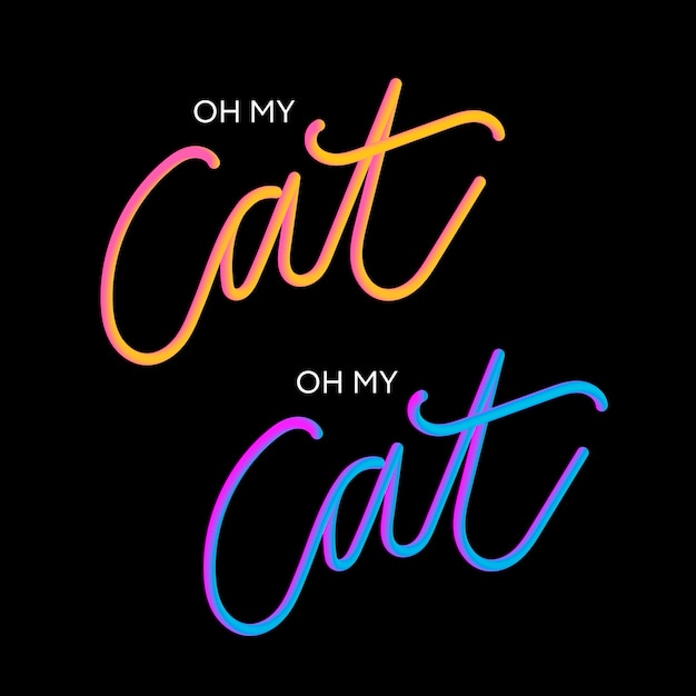 Premium Vector | Oh my cat 3d slogan