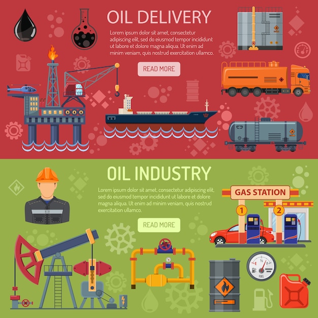 Premium Vector | Oil industry banners