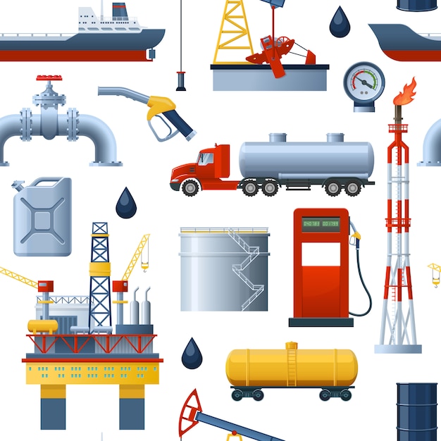 Free Vector | Oil industry seamless pattern