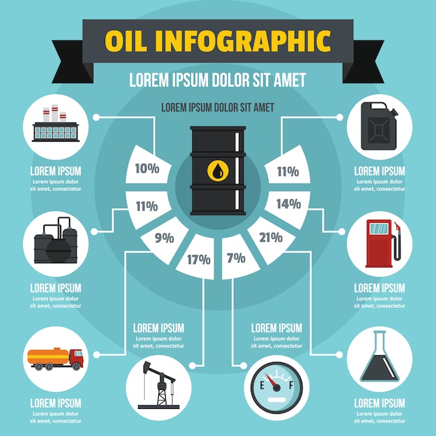 Oil infographic concept, flat style Premium Vector