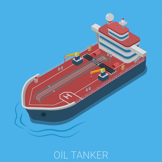 石油石油輸送海海タンカーフラット等尺性イラスト プレミアムベクター