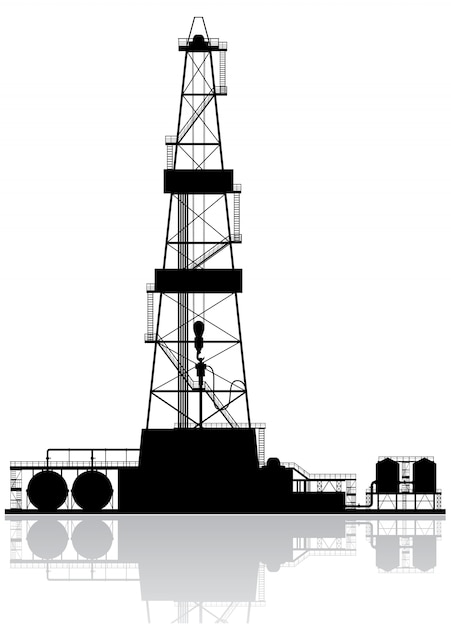 Premium Vector | Oil rig silhouette.
