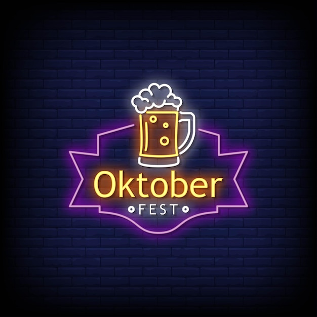 Premium Vector Oktober festival neon signs style text