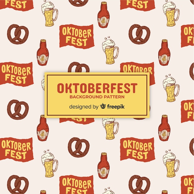 Oktoberfest background pattern with food and drink elements Free Vector
