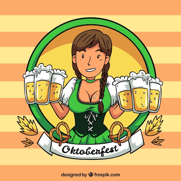 Oktoberfest background with woman character