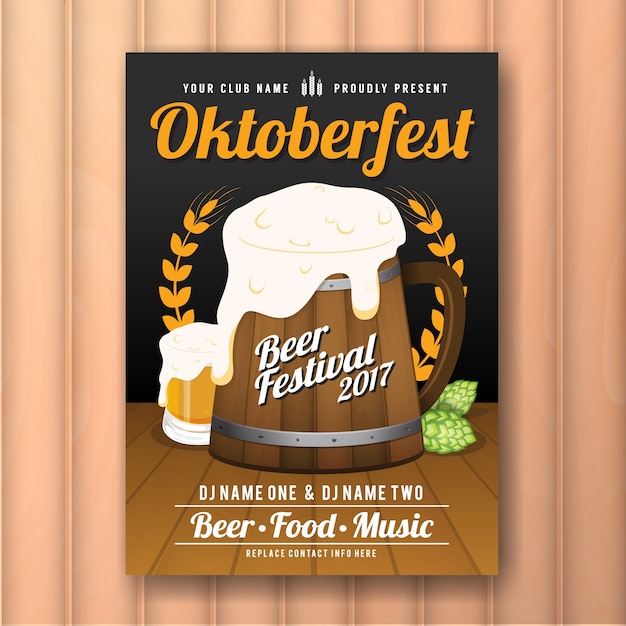 Premium Vector | Oktoberfest beer festival advertisement poster and ...