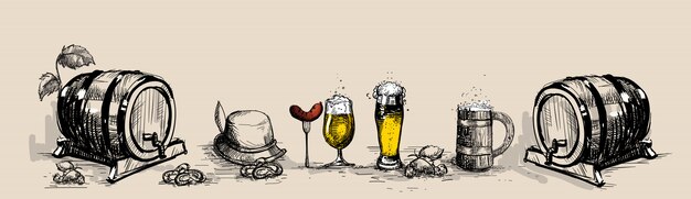 Oktoberfest beer festival decoration Premium Vector