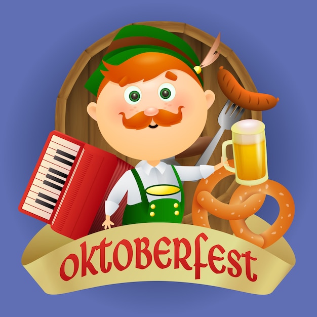 Oktoberfest cartoon man character in traditional costume Vector | Free