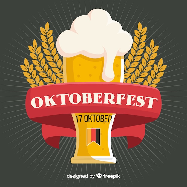 Oktoberfest concept with flat design background Free Vector