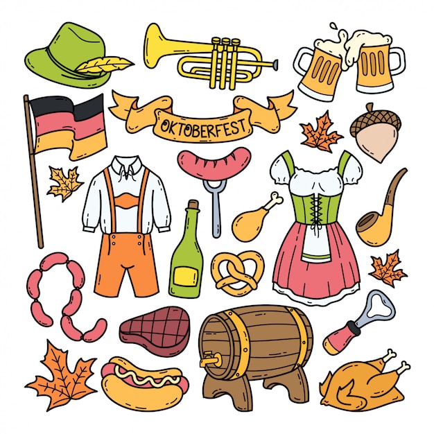 Premium Vector Oktoberfest hand drawn doodle illustration