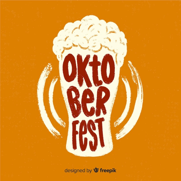 Oktoberfest lettering background with elements Free Vector