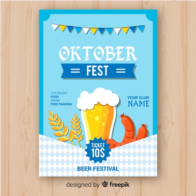 Free Vector Oktoberfest Party Poster Template
