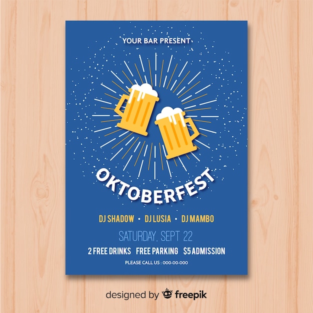 Oktoberfest poster mockup in flat design Vector | Free Download