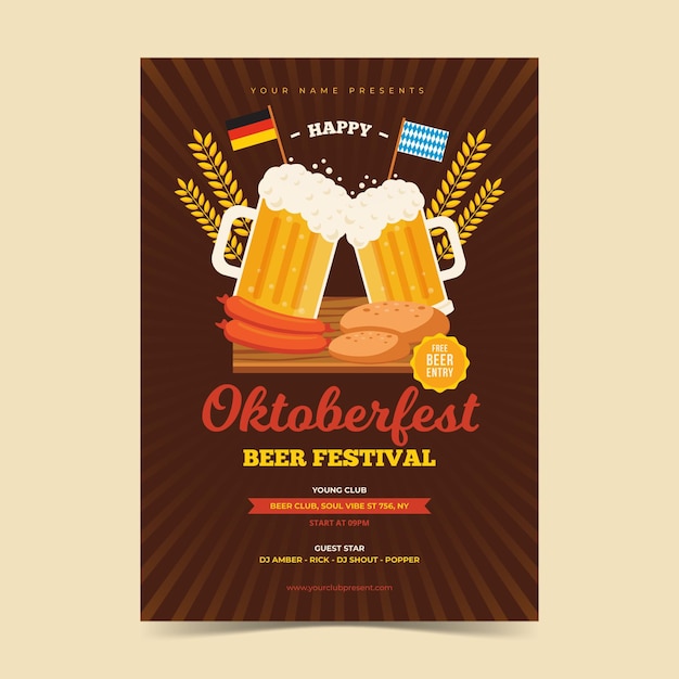 Oktoberfest poster template | Free Vector