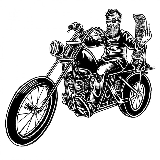 Premium Vector | Old biker illustration