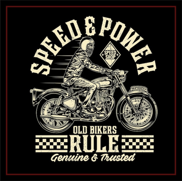 Premium Vector | Old bikers rule illustration