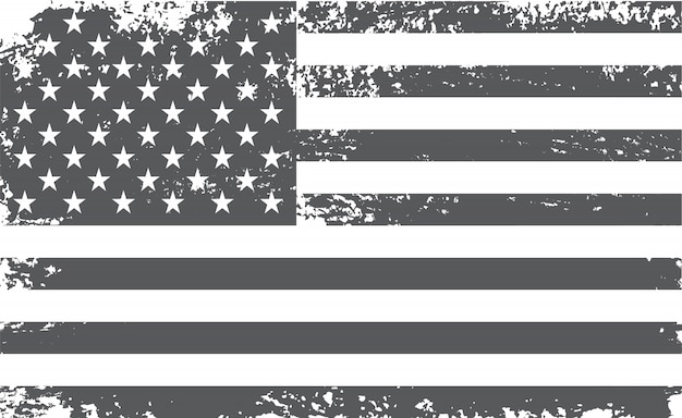 Old Black And White American Flag Premium Vector