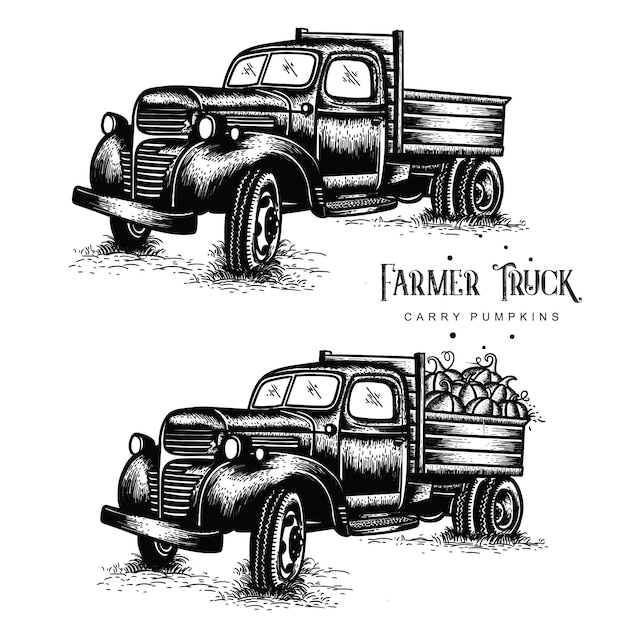 Premium Vector Old Farm Trucks Carry, Old Farm Truck