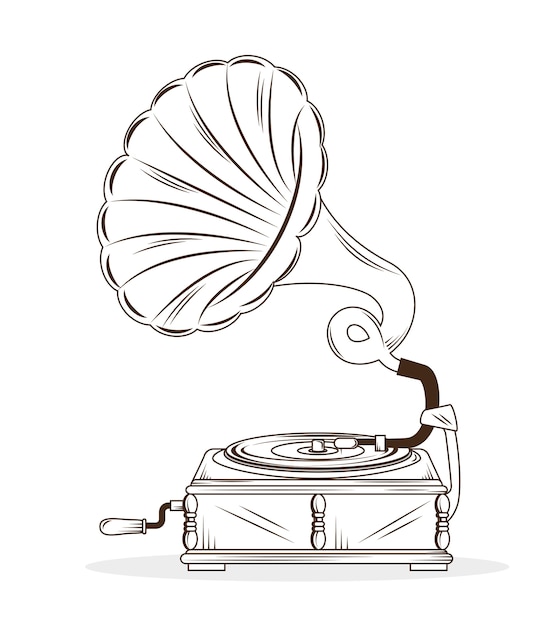 Premium Vector | Old gramophone drawing isolated icon design