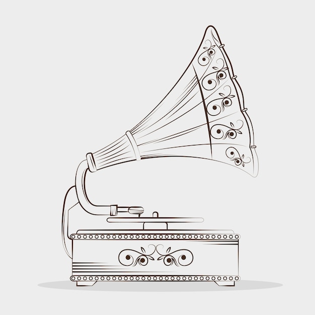 Premium Vector | Old gramophone drawing isolated icon design