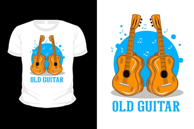 Premium Vector | Old guitar cartoon illustration t shirt design