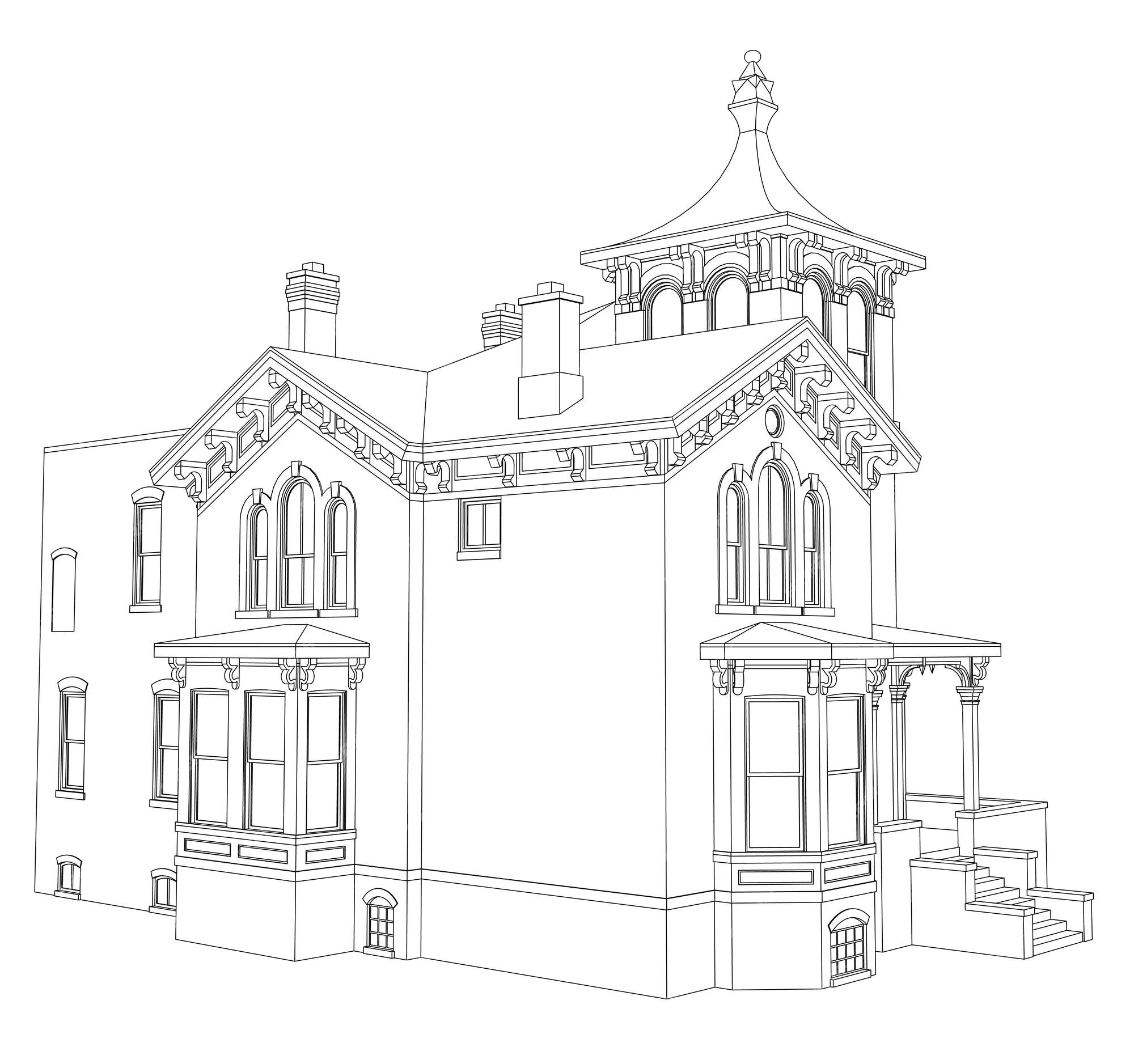 Premium Vector | Old house in victorian style. illustration on white ...