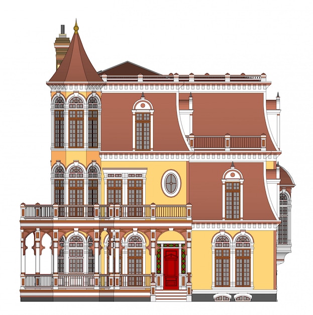 Premium Vector | Old house in victorian style illustration