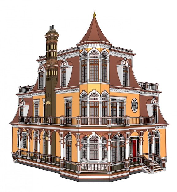 Old house in victorian style illustration | Premium Vector