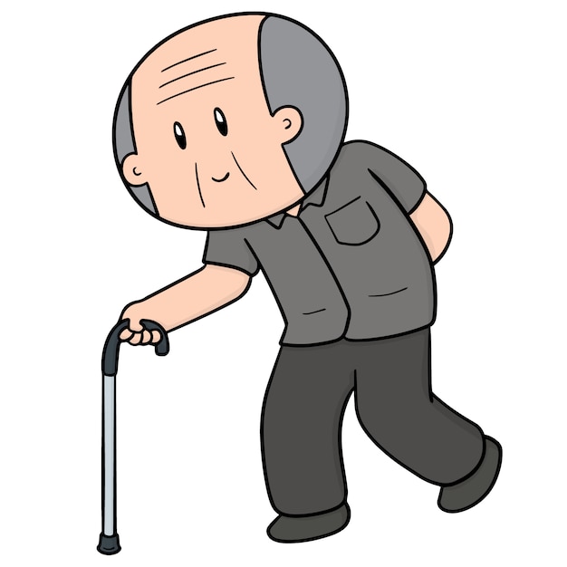 Premium Vector | Old man using cane