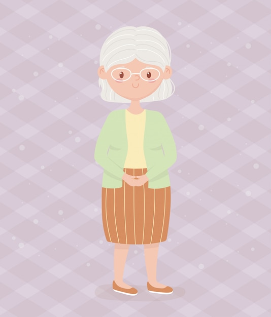 Old People Elderly Woman Grandmother Mature Person Cartoon