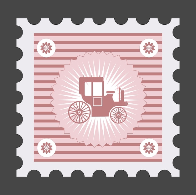 Premium Vector | Old postage stamp with the image of vehicles,