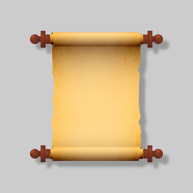 Premium Vector | Old realistic scroll with wooden handles.