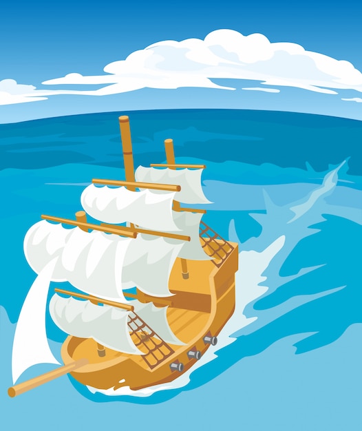 Premium Vector | Old sailing ship illustration