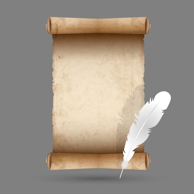 Download Premium Vector | Old scroll paper with feather