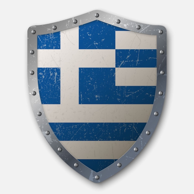 Download Old shield with flag of greece Vector | Premium Download