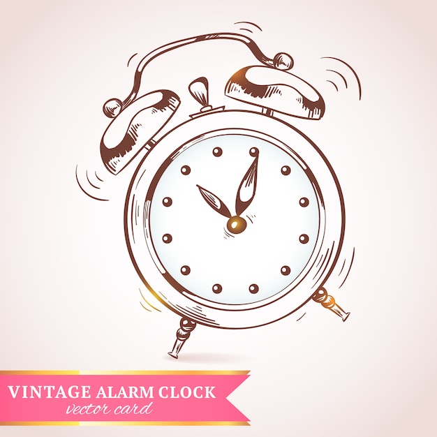 Download Old vintage retro sketch ringing alarm clock paper vector illustration Vector | Free Download