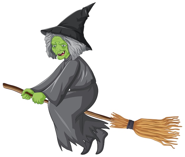 Free Vector | Old witch riding broomstick