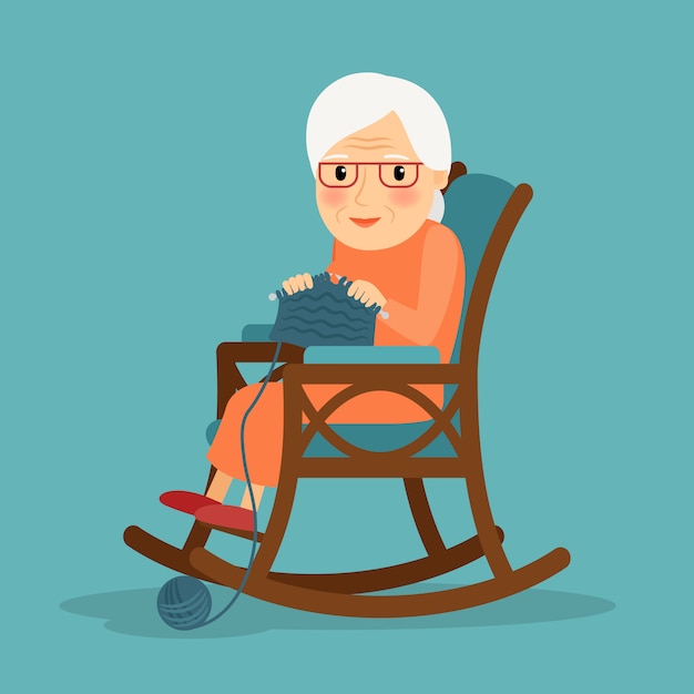 Download Premium Vector | Old woman knitting