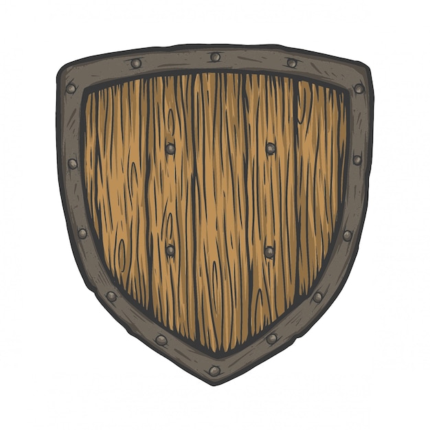 Premium Vector | Old wooden shield