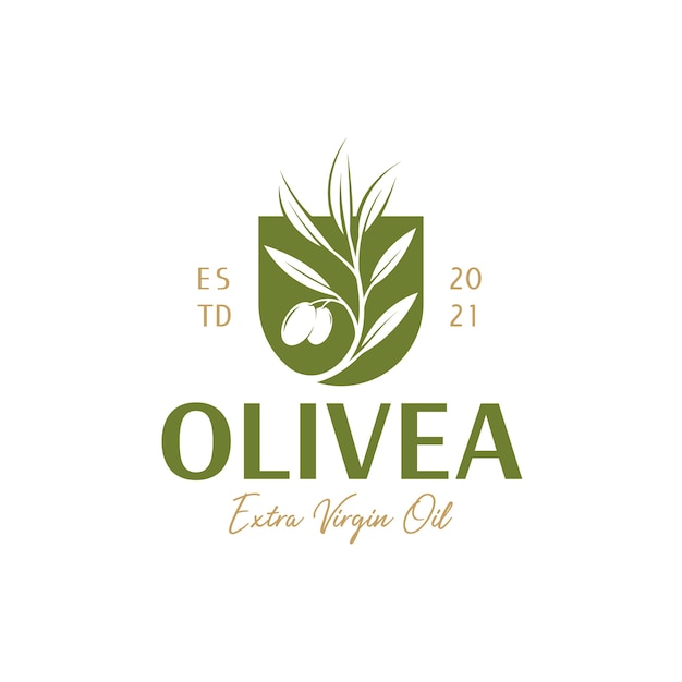 Premium Vector | Olive branch with a shield logo design
