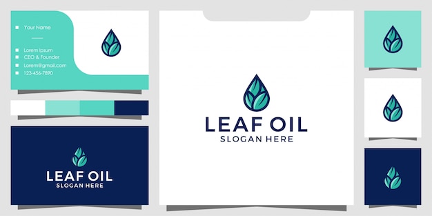 Olive leaf and oil logo and business card design Premium Vector