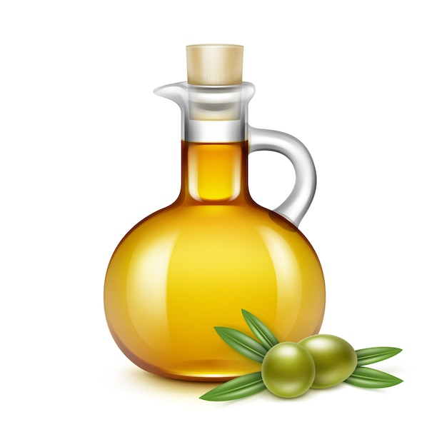 Premium Vector Olive Oil Glass Jug Pitcher Jar Bottle Olives Branches Leaves 