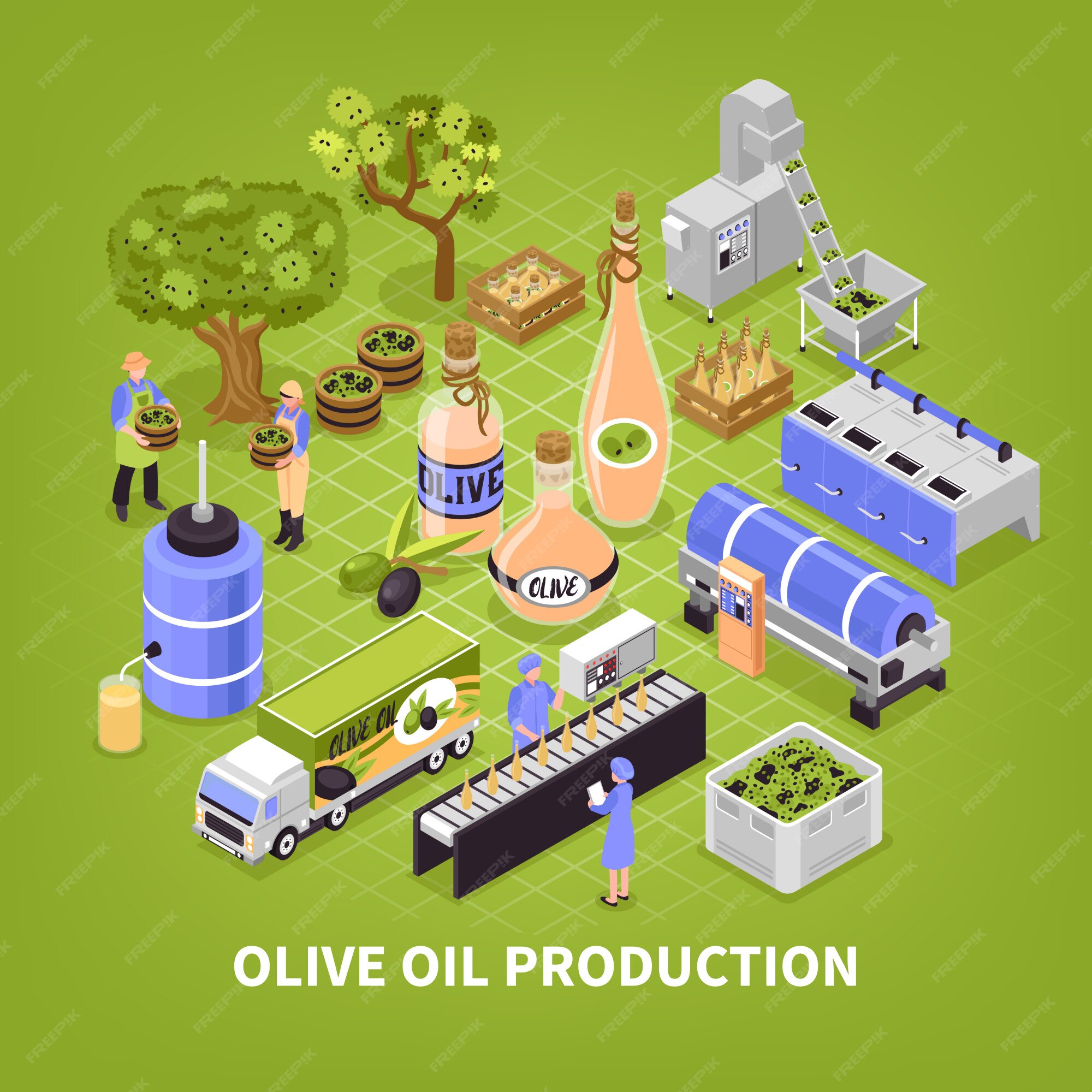 Free Vector Olive Oil Production Poster 