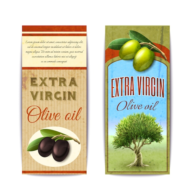 Olive oil vertical banners set