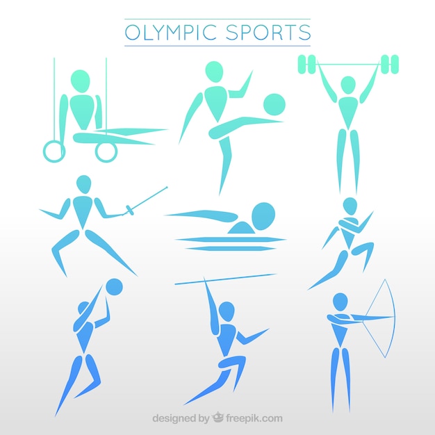 Olympic sports chatacters in abstract\
style