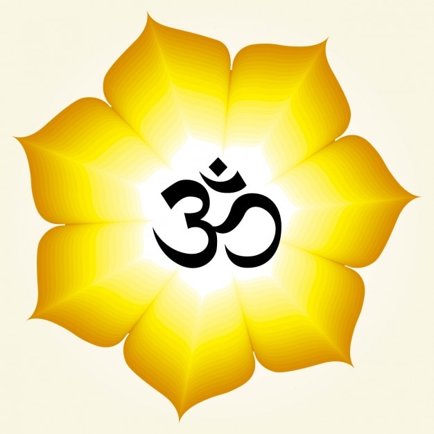 Om Symbol On a Yellow Flower