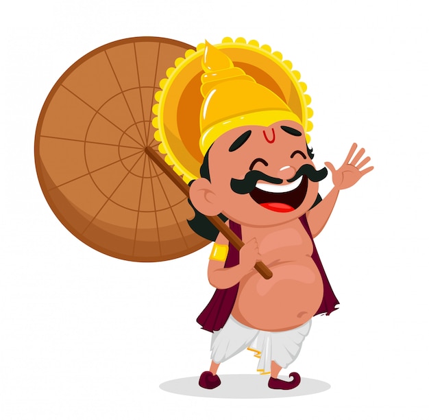 Premium Vector Onam Celebration King Mahabali Holding Umbrella